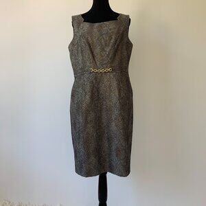 Ellen Tracy Faux Metallic Snakeskin Sleeveless Knee-Length Dress - Size 12